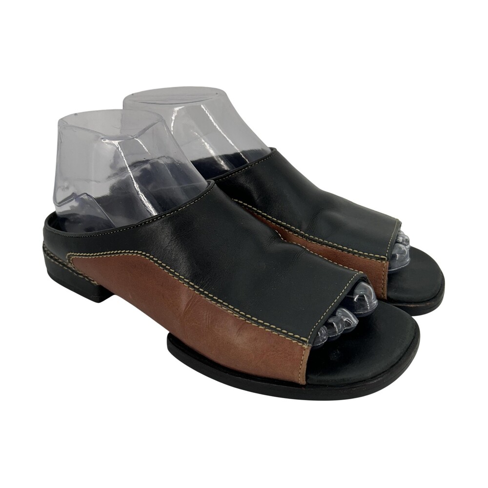 Vintage Cole Haan Sandals Shoes Womens Size 6.5 Leather Colorblock Slide 90s Y2K